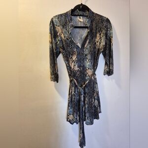 S-twelve Blue and Black Snake Print Dress SZ Large